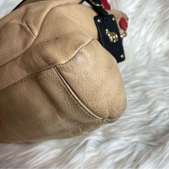 EMMA FOX Large tan black red leather Satchel  fold over Handbag no‎ strap - Picture 5 of 12